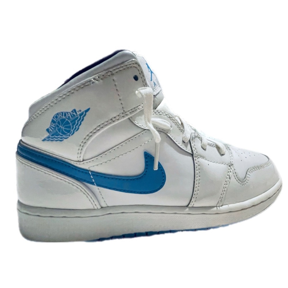 Nike Air Jordan 1โ Mid GS White University Blue Sneakers 554725-127 7Y